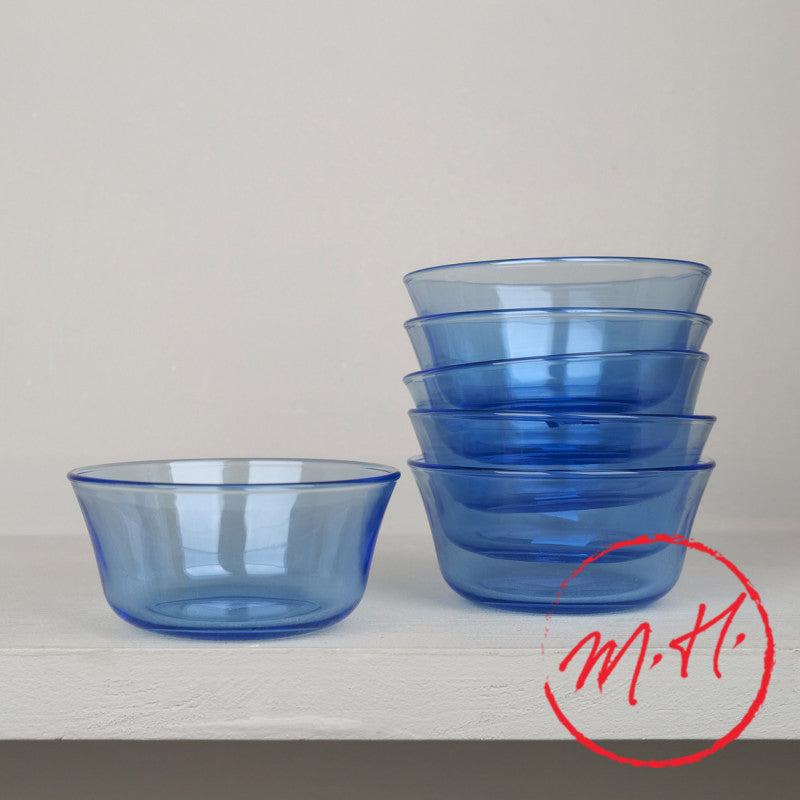 6 blue Duralex cups