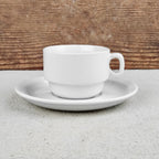6 Tasses à café en porcelaine blanche avec soucoupes