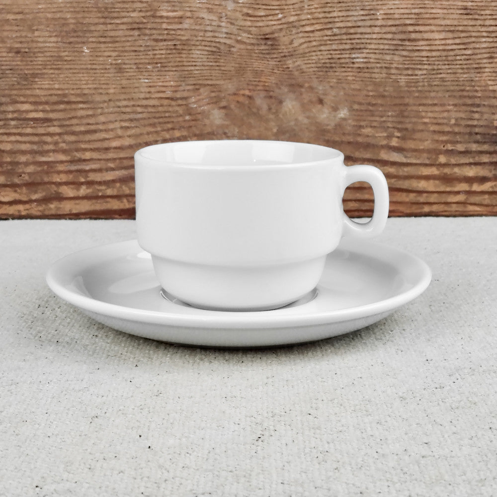 6 Tasses à café en porcelaine blanche avec soucoupes