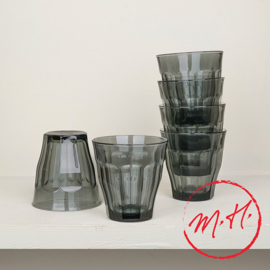 6 verres Picardie 25 cl gris fumé