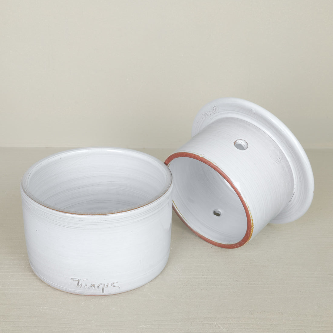 Glazed stoneware water butter dish