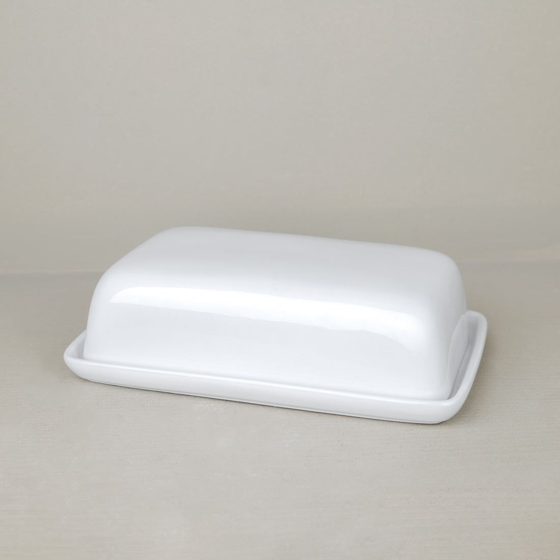 White ceramic butter dish