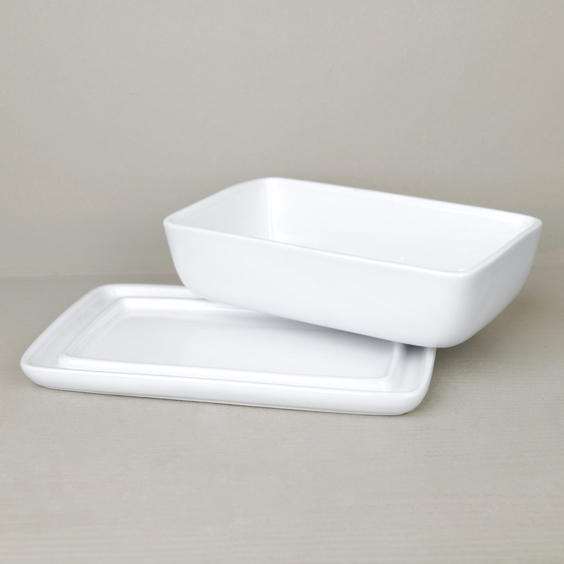 White ceramic butter dish