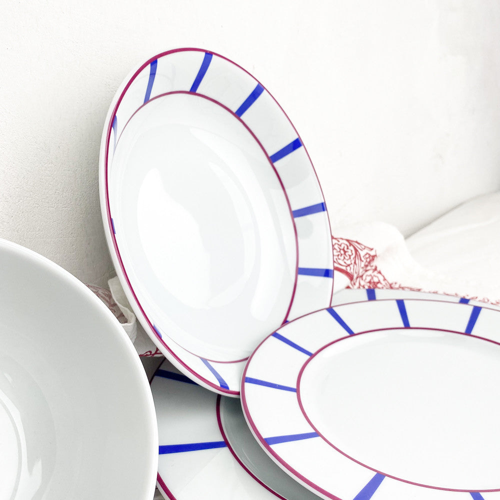 Assiette creuse basque rouge et bleue