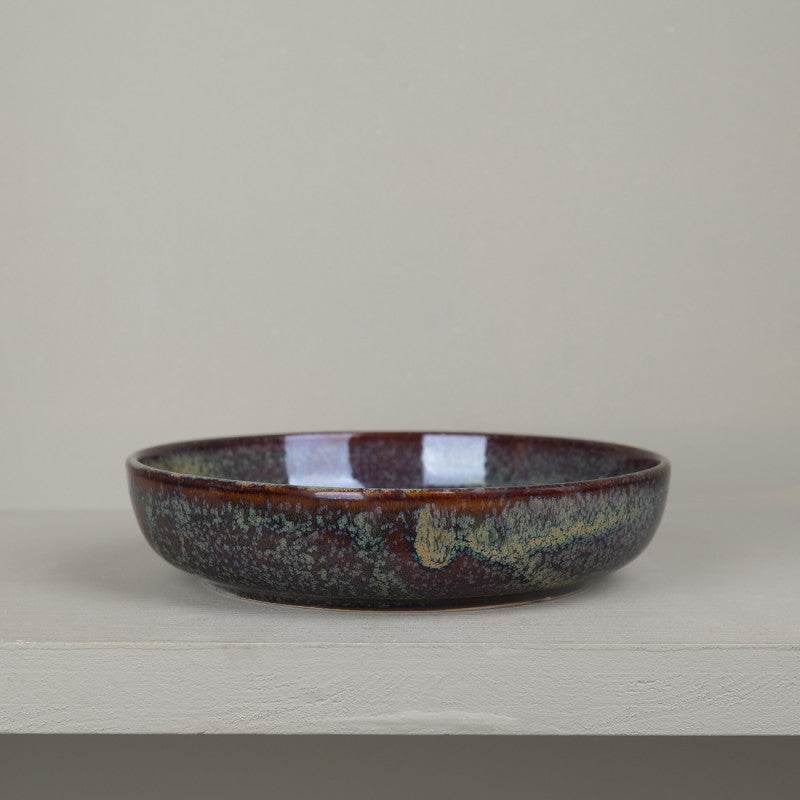 Soup plate in brown stoneware