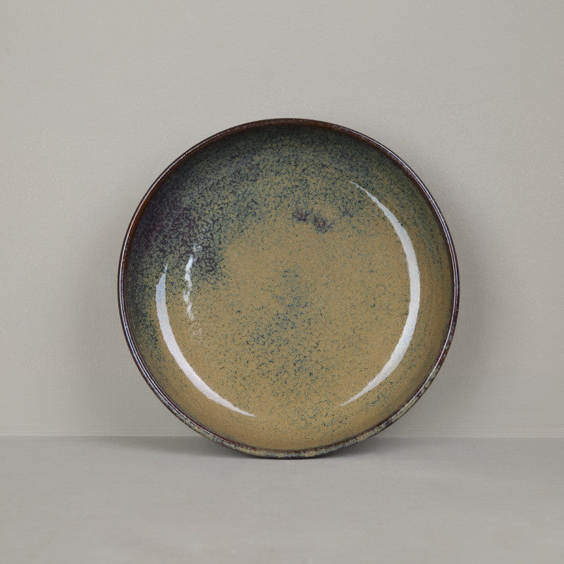 Assiette creuse en grès brun