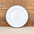 Assiette en émail blanc liseré noir 24cm