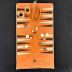 Backgammon de voyage en cuir