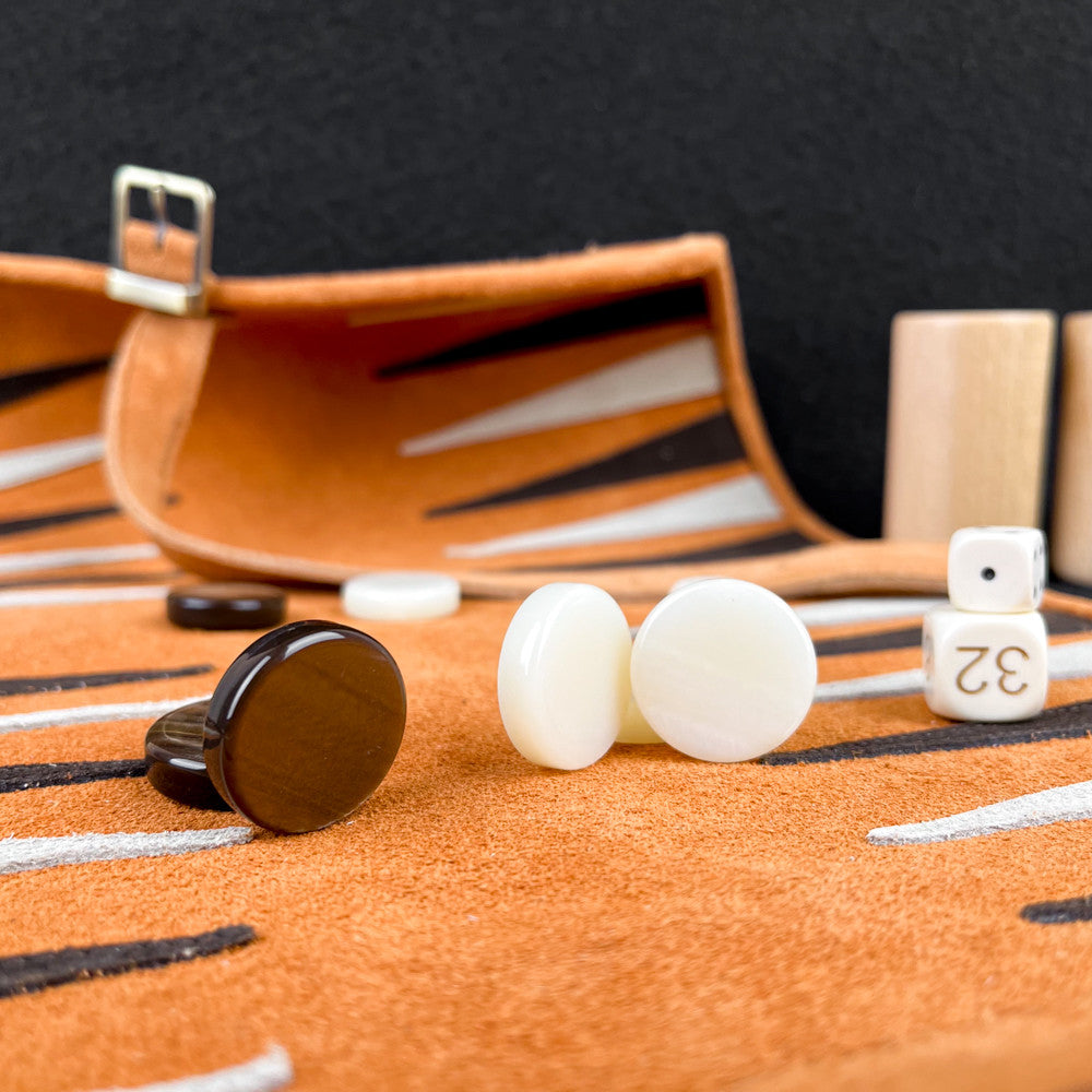 Backgammon de voyage en cuir