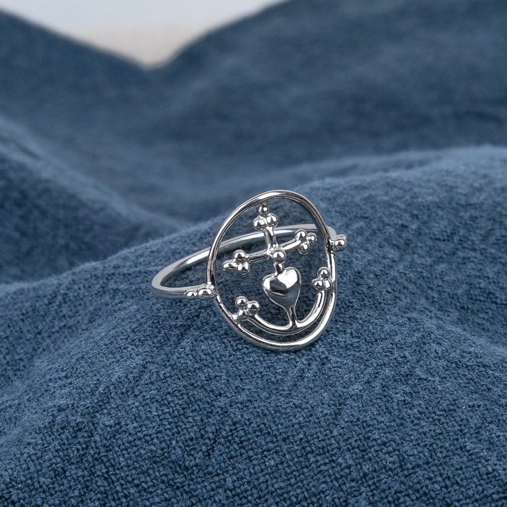 Bague Croix de Camargue perlée Argent