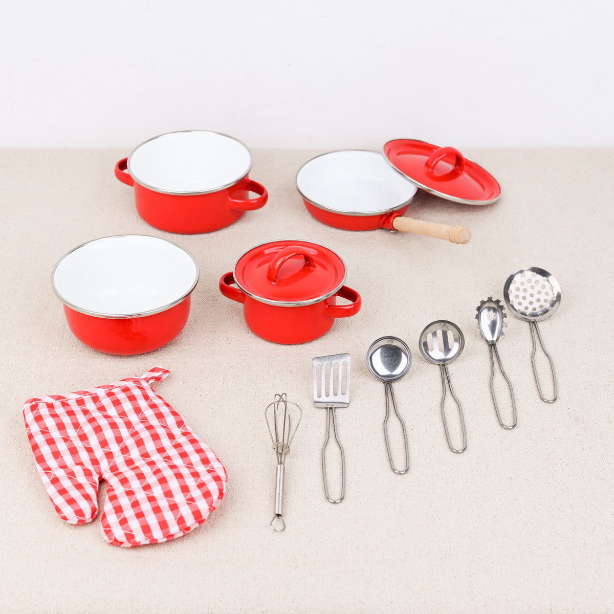 Batterie de cuisine rouge pour enfants