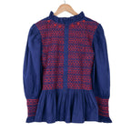 Blouse marine à smocks