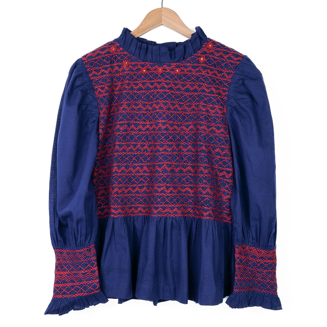 Blouse marine à smocks