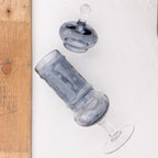 Bonbonnière à pied en verre bleu