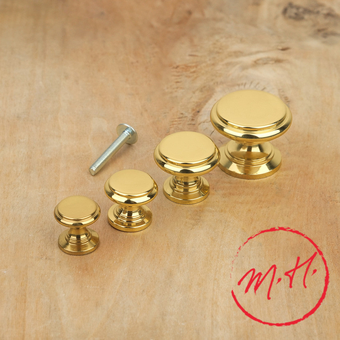 Bouton de meuble plat laiton poli