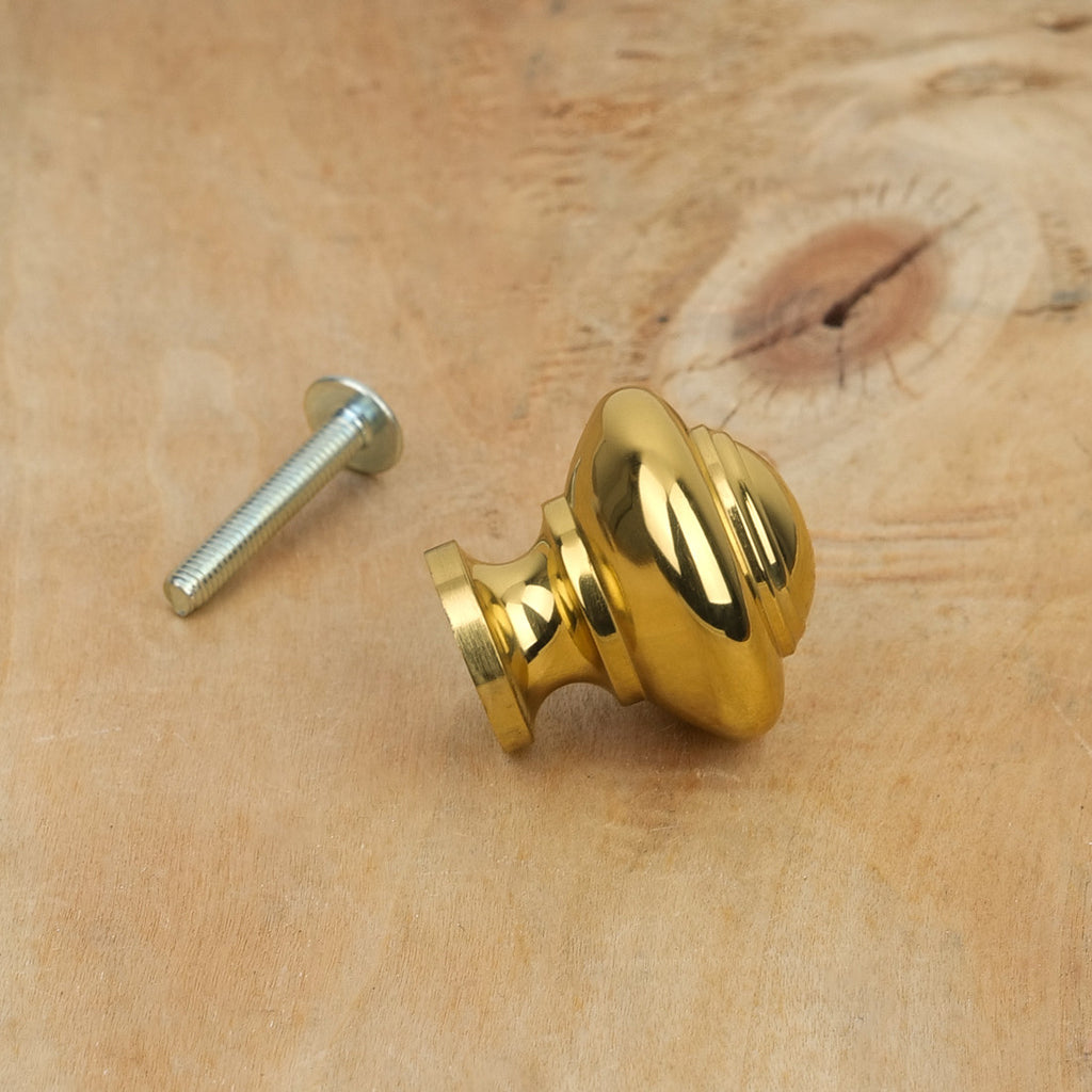 Bouton de meuble tête bombée laiton poli