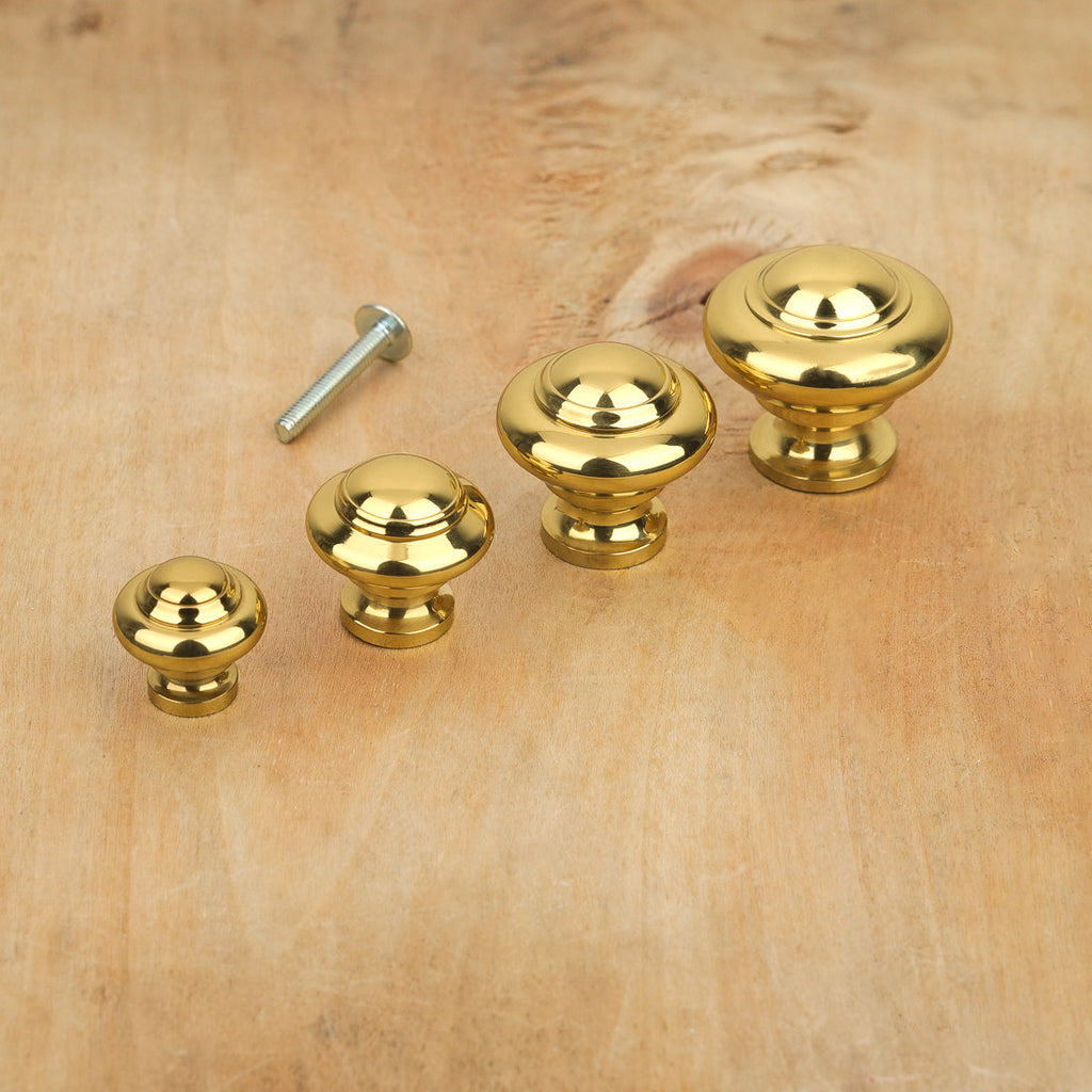 Bouton de meuble tête bombée laiton poli
