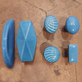 Boutons de porte & placards porcelaine bleu azur