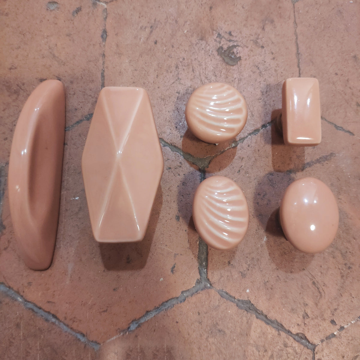 Boutons de porte & placards porcelaine saumon