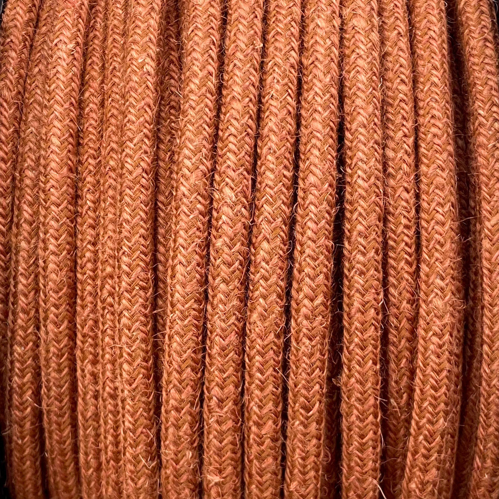 Câble luminaire rond jute orange brique