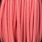Câble luminaire rond rouge et blanc zig zag