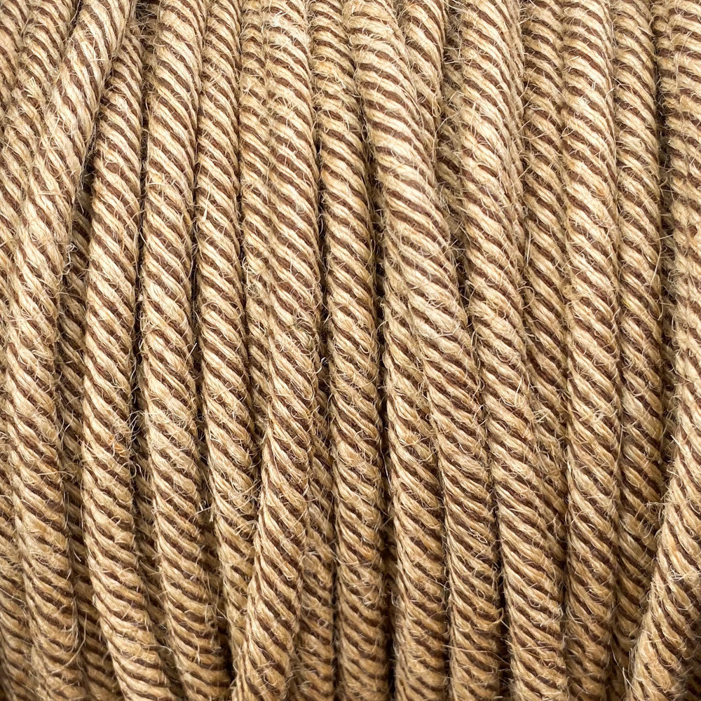 Câble luminaire rond tabac et jute