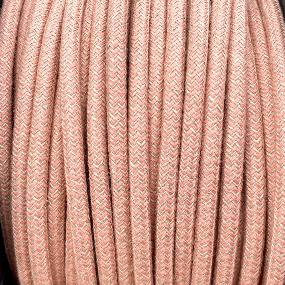 Câble luminaire rond vieux rose et beige