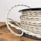Câble luminaire torsadé blanc et lin