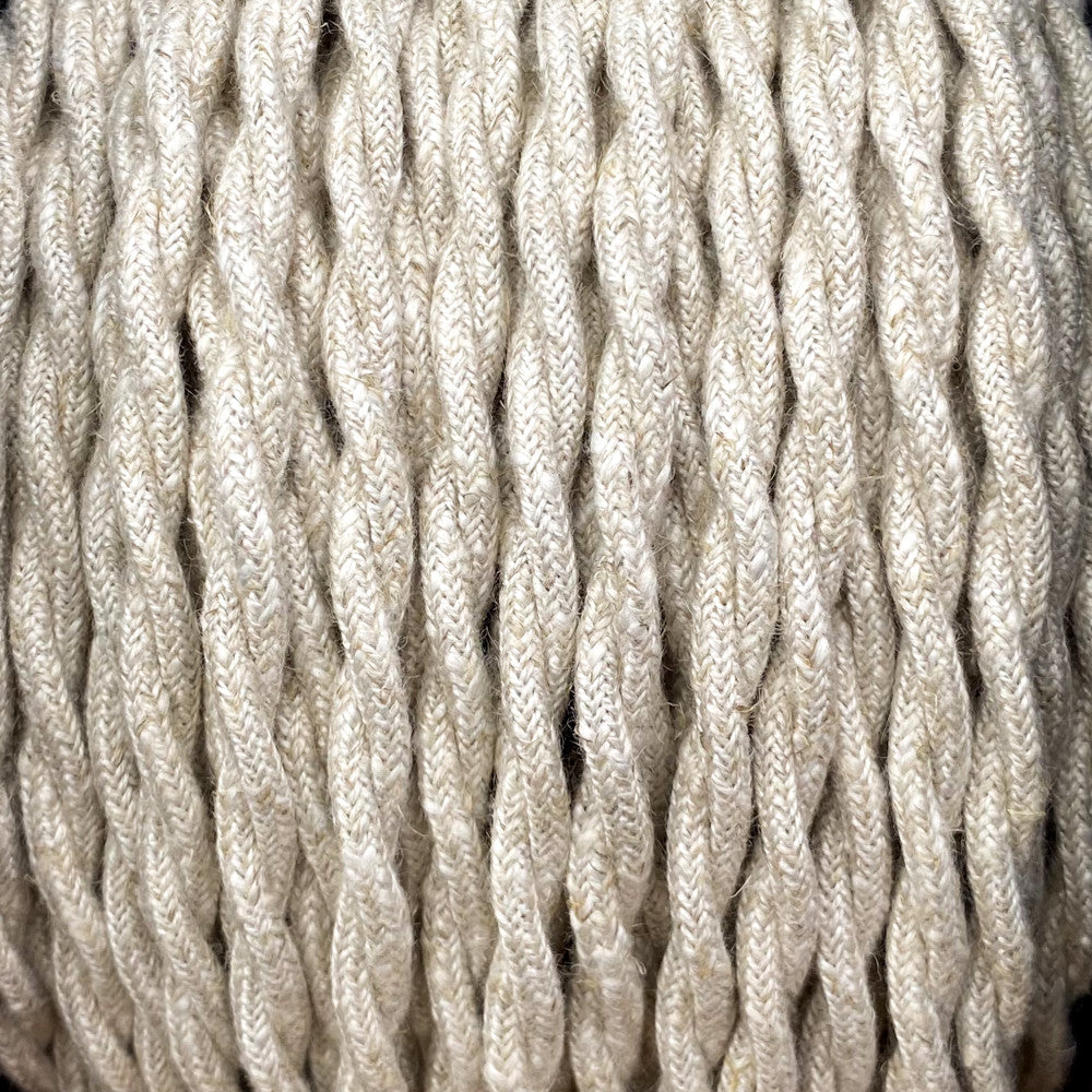 Câble luminaire torsadé blanc et lin
