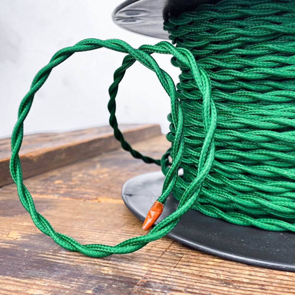 Câble luminaire torsadé vert forêt