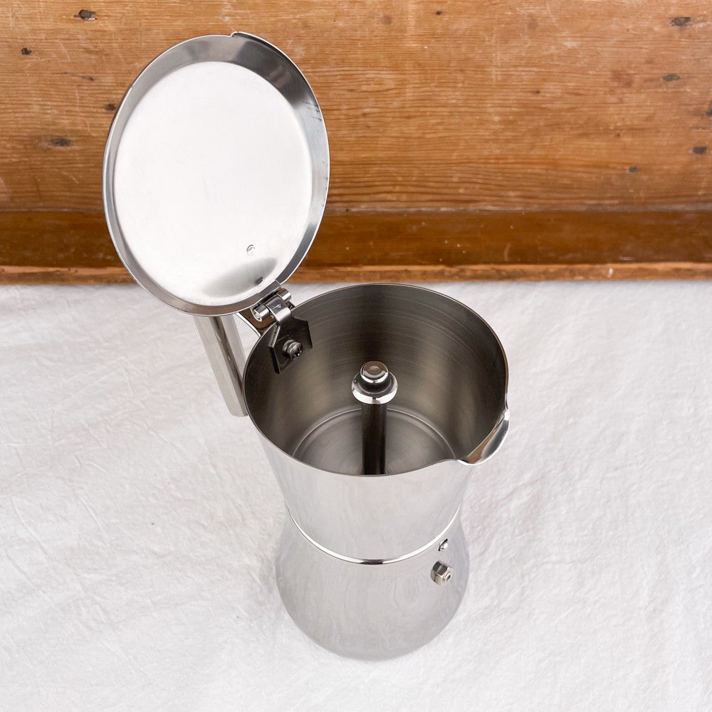 Cafetière italienne avec fermeture par rotation de la poignée