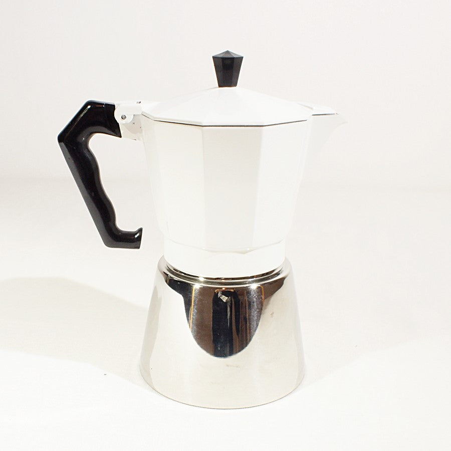 Cafetière italienne blanche en inox et aluminium
