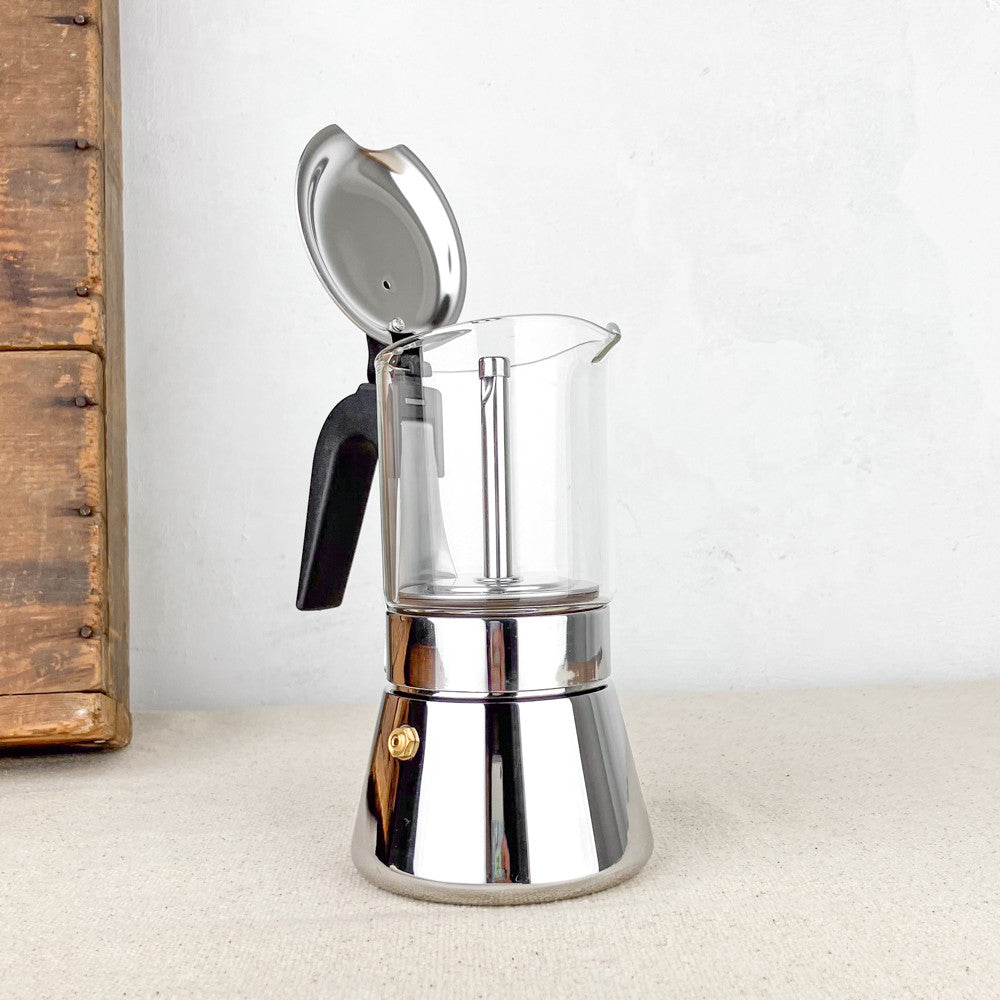 Cafetiere italienne verre et inox 6T