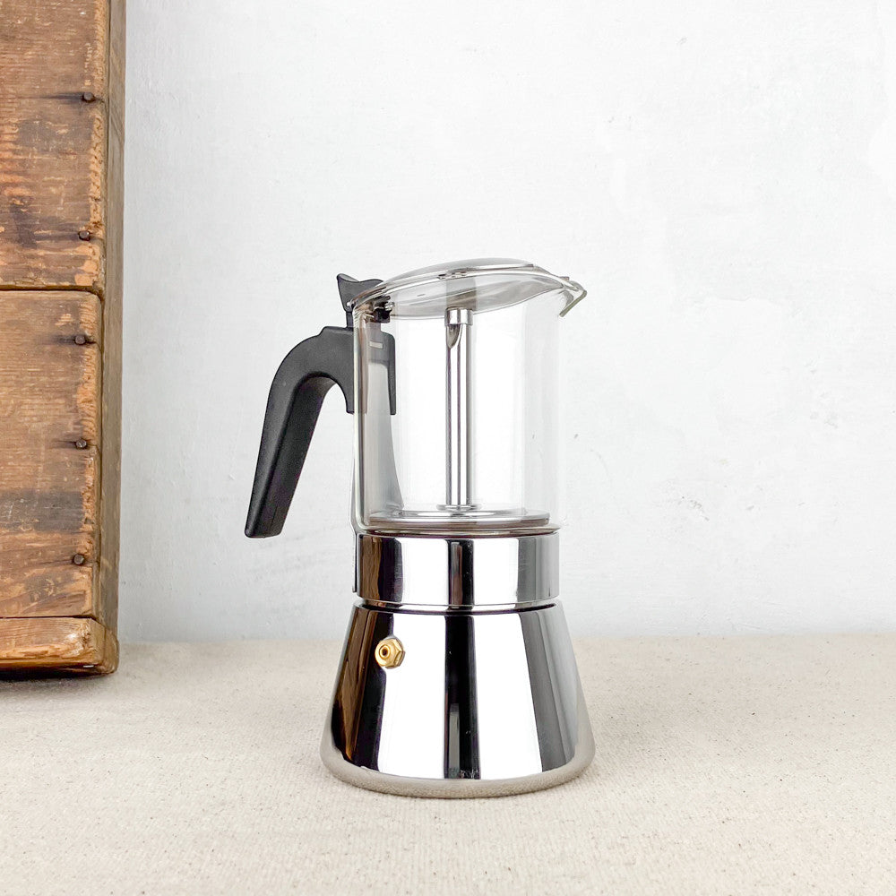 Cafetiere italienne verre et inox 6T
