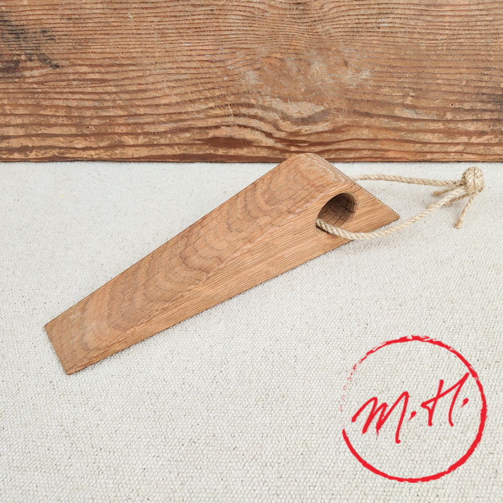 Cale-porte en bois de chêne huilé avec corde