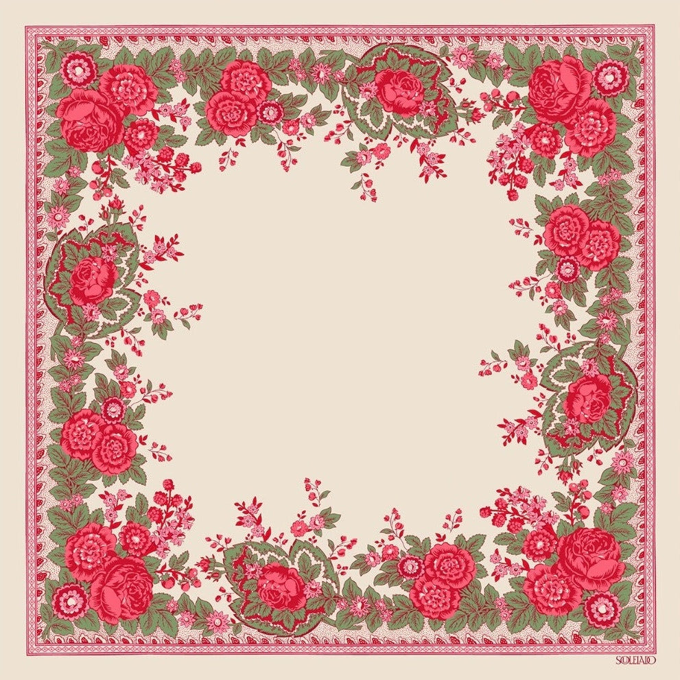 Carré de soie fleuri Souleiado 45 x 45 cm