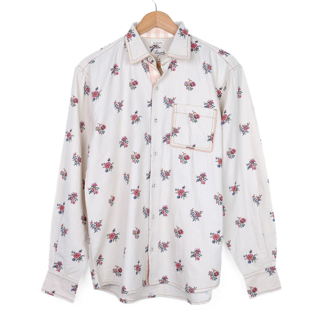 Chemise écrue à fleurs