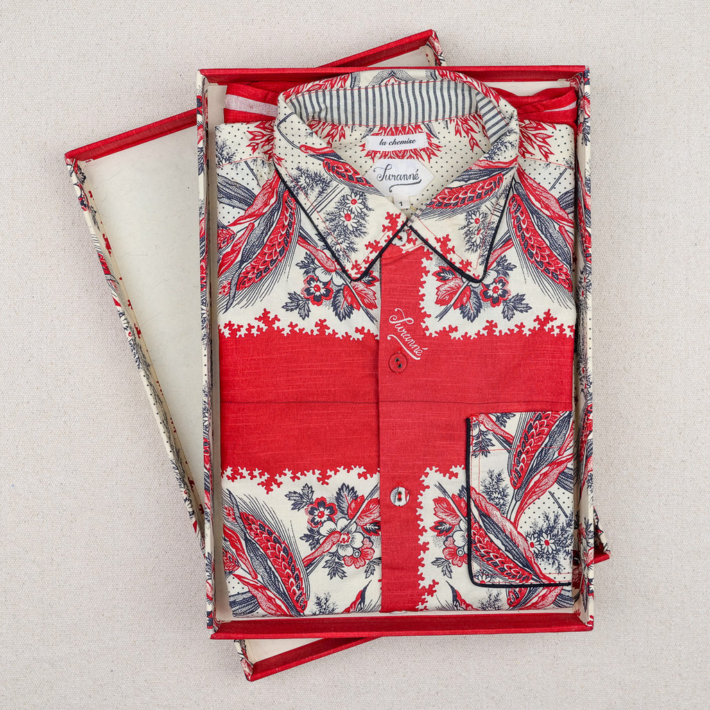 Chemise épis de blé rouge