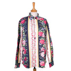 Chemise fleurie à bordures rayées