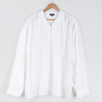 White Picasso shirt by Coline Diffusion, open V-neck, long sleeves, relaxed fit, one size