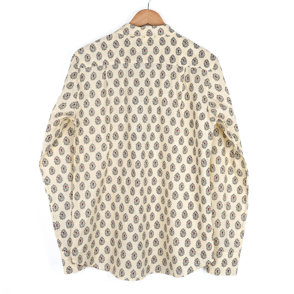 Chemise provençale motif aubépine beige