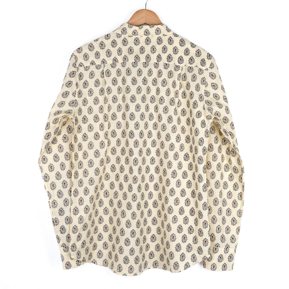 Chemise provençale motif aubépine beige