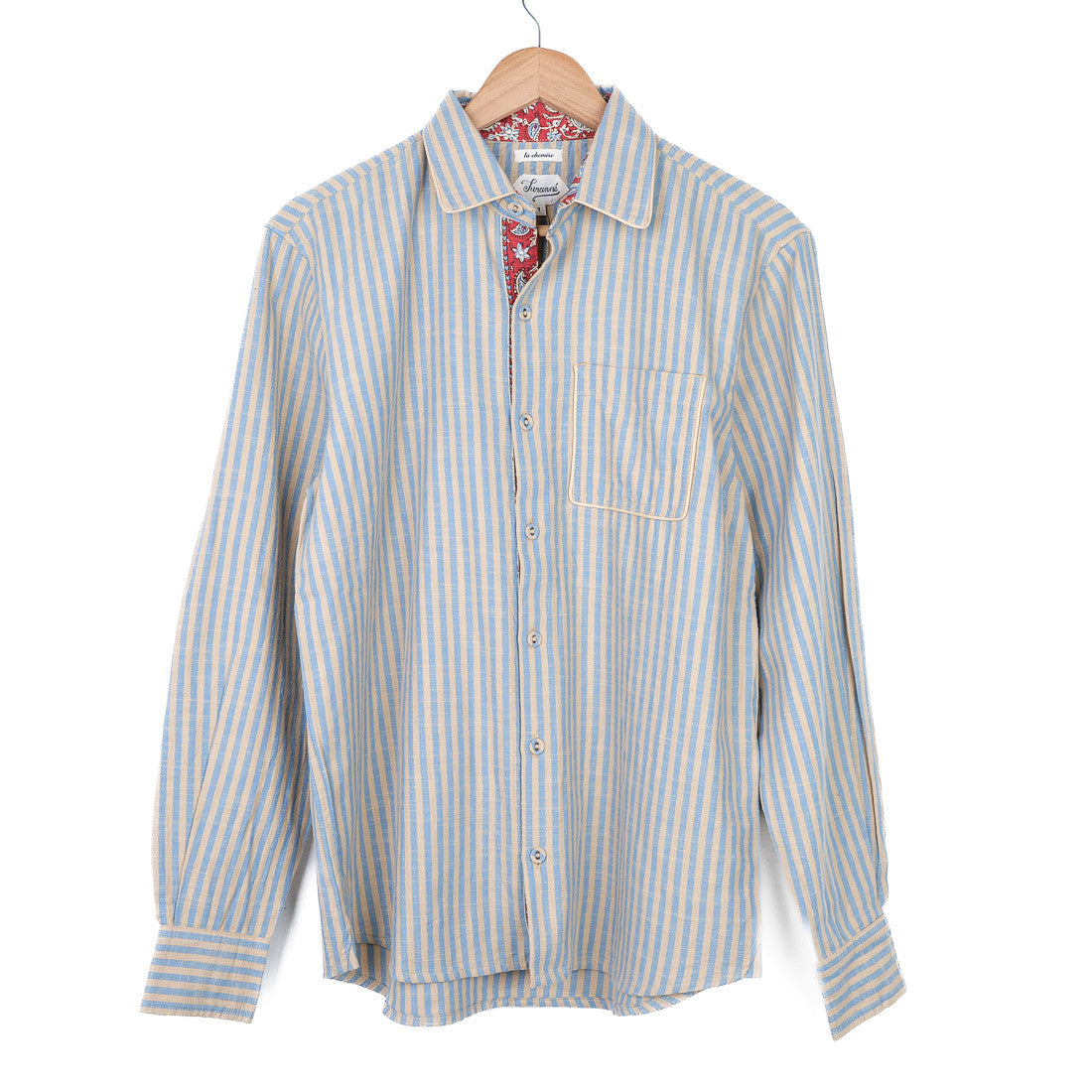 Chemise rayée bleu vanille