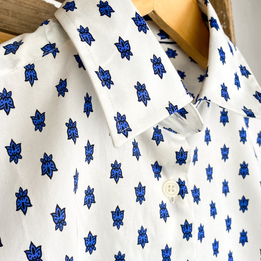Chemisier femme provençal mosca blanc et bleu