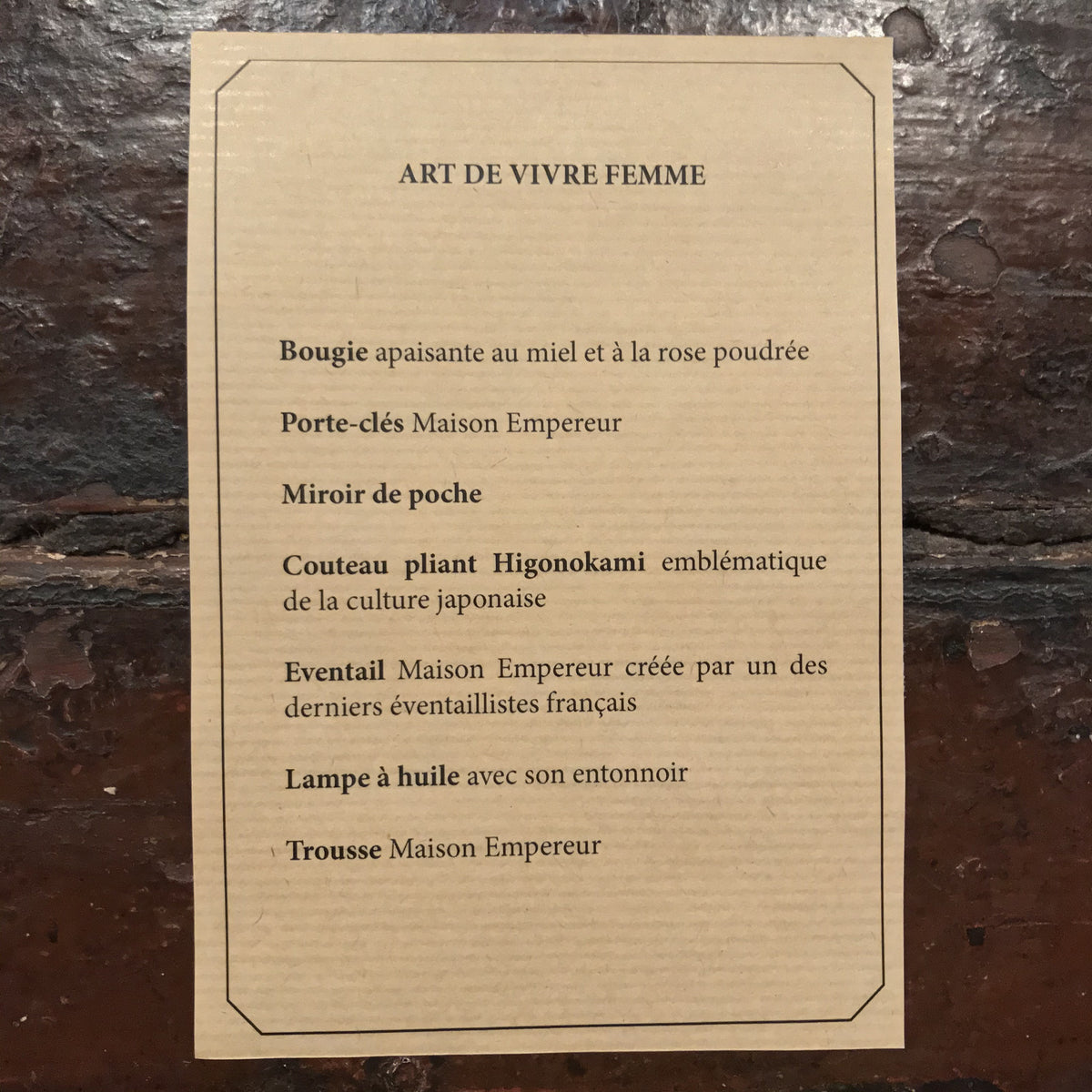 Coffret Art de vivre Femme