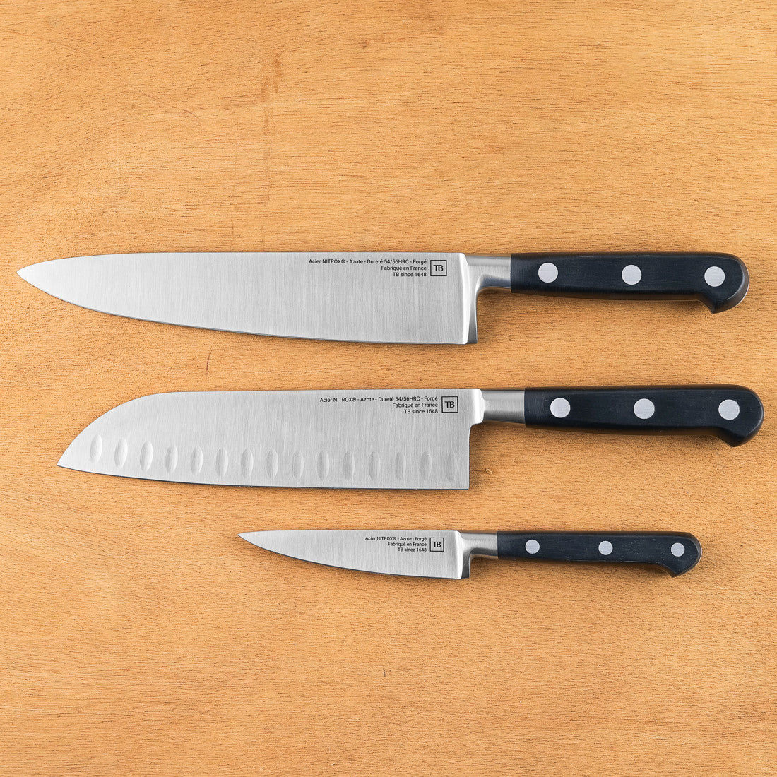 Coffret de 3 couteaux forgés