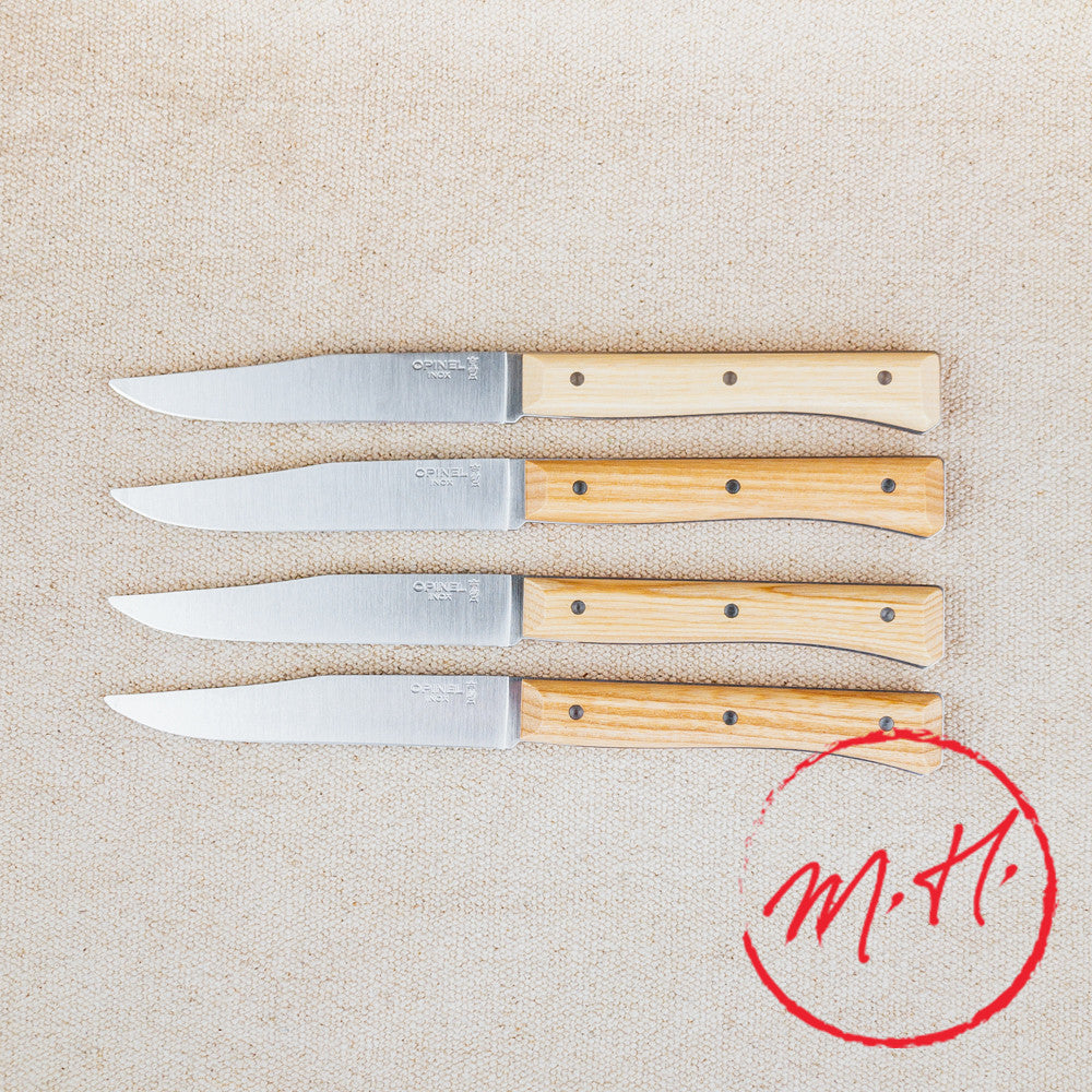 Coffret de 4 Couteaux de Table Opinel Facette en Frêne clair