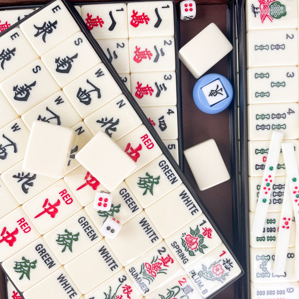 Coffret de Mahjong en bois