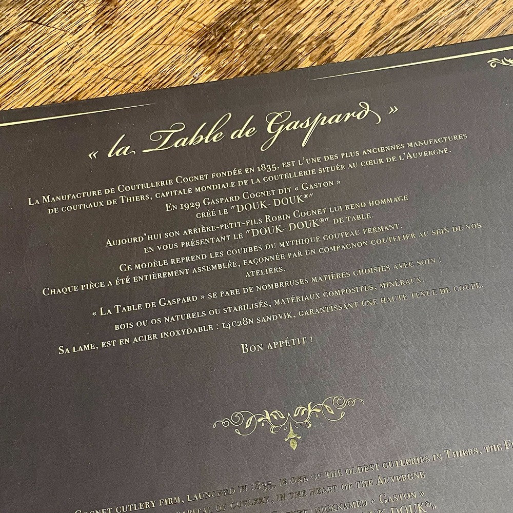 Coffret prestige de 6 couteaux Douk-Douk© de table manche bois.