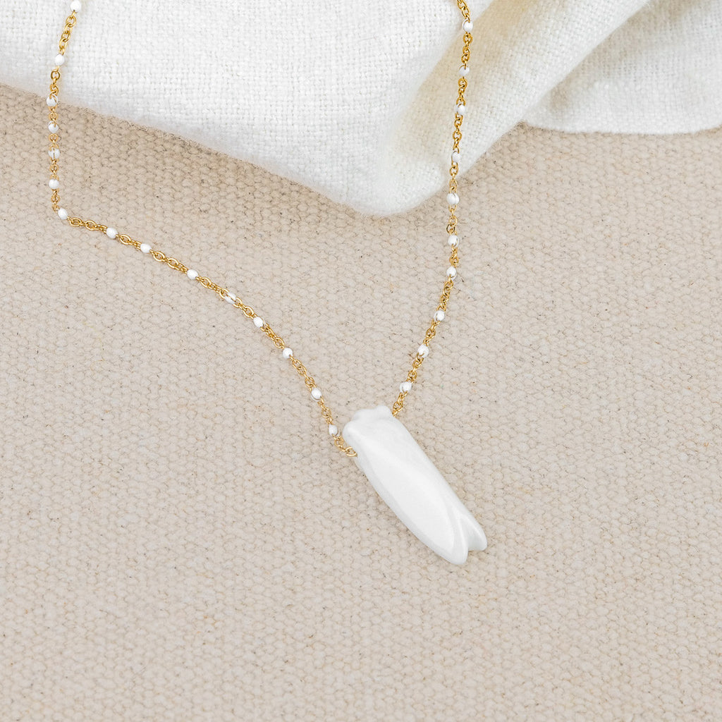 Collier cigale céramique blanche